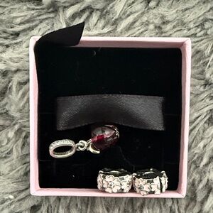 Elegant Silver and Red Charm Set